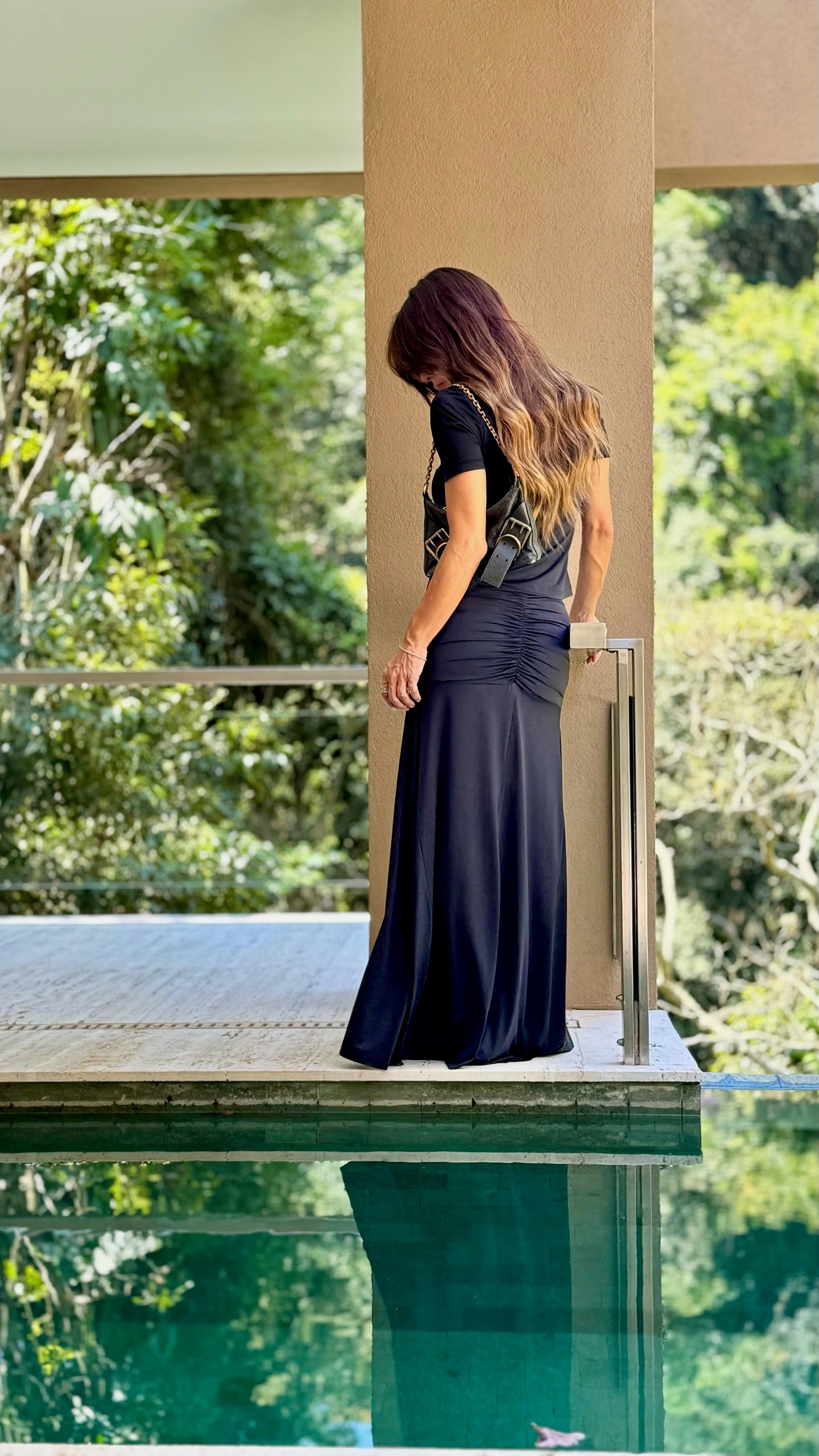 Conjunto Blusa E Saia Franzido De Malha Fria