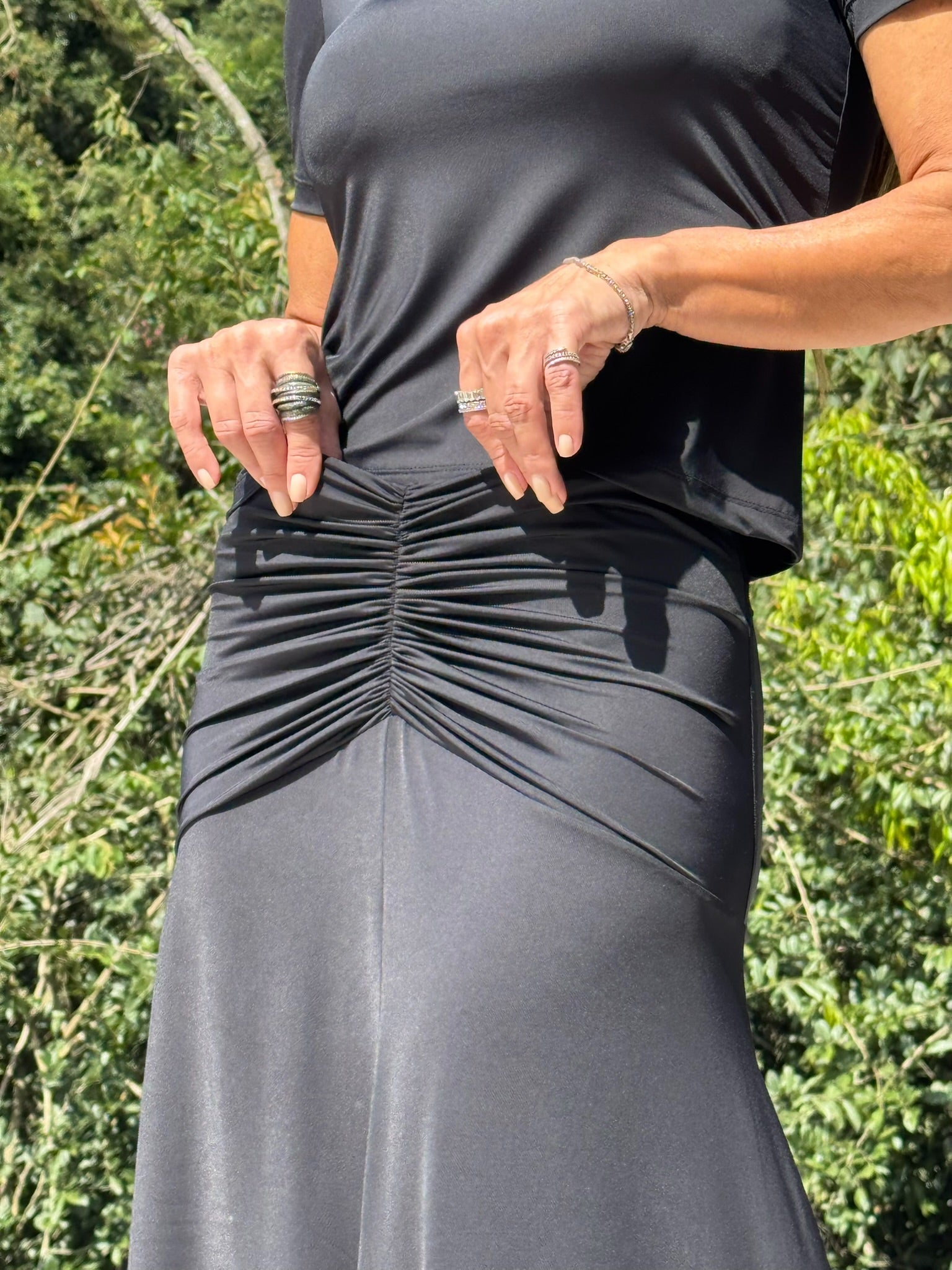 Conjunto Blusa E Saia Franzido De Malha Fria