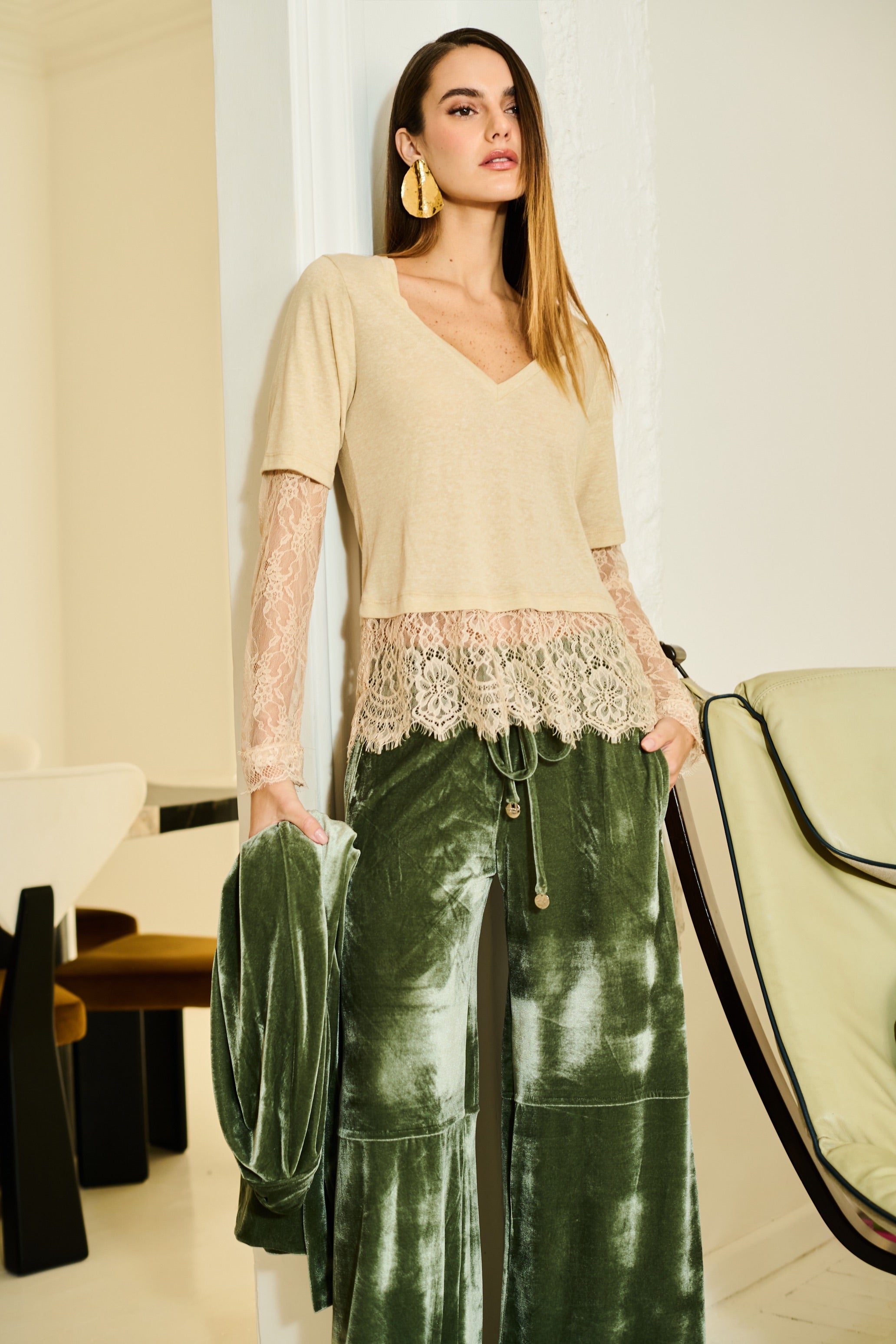 Conjunto Kimono e Pantalona em Veludo