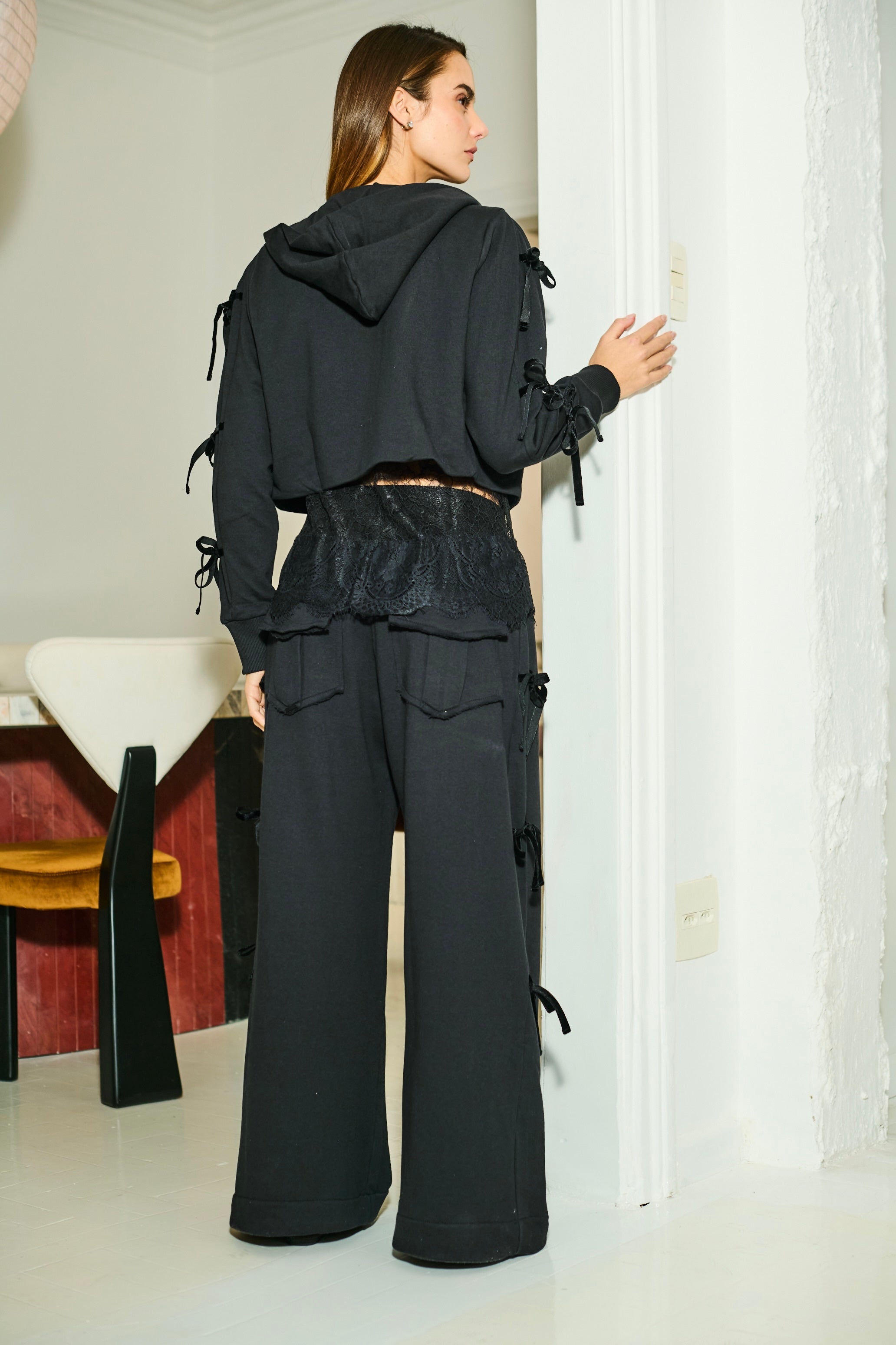 Conjunto Moletom Detalhes em Laço