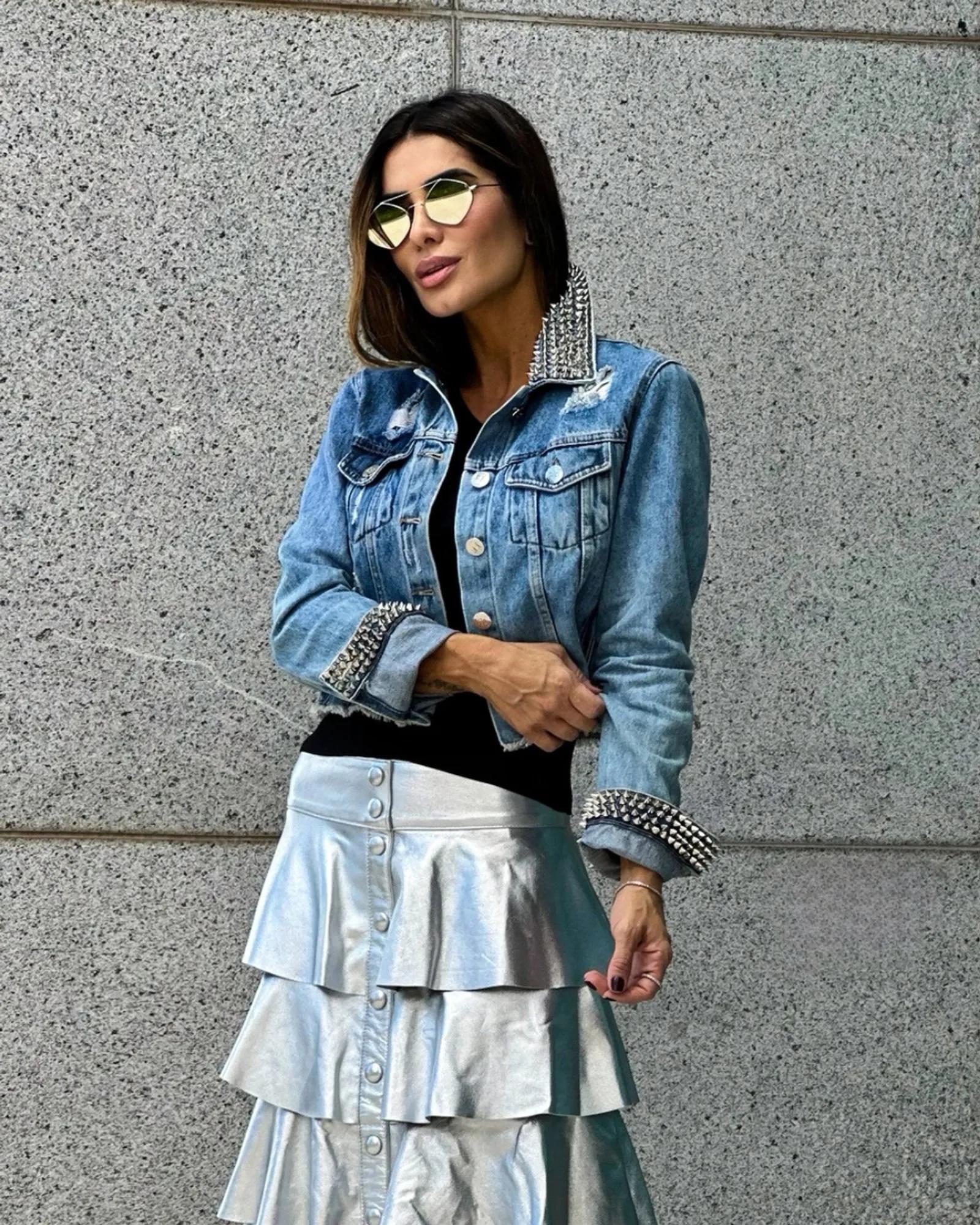 Jaqueta Com Gola E Punho De Spikes