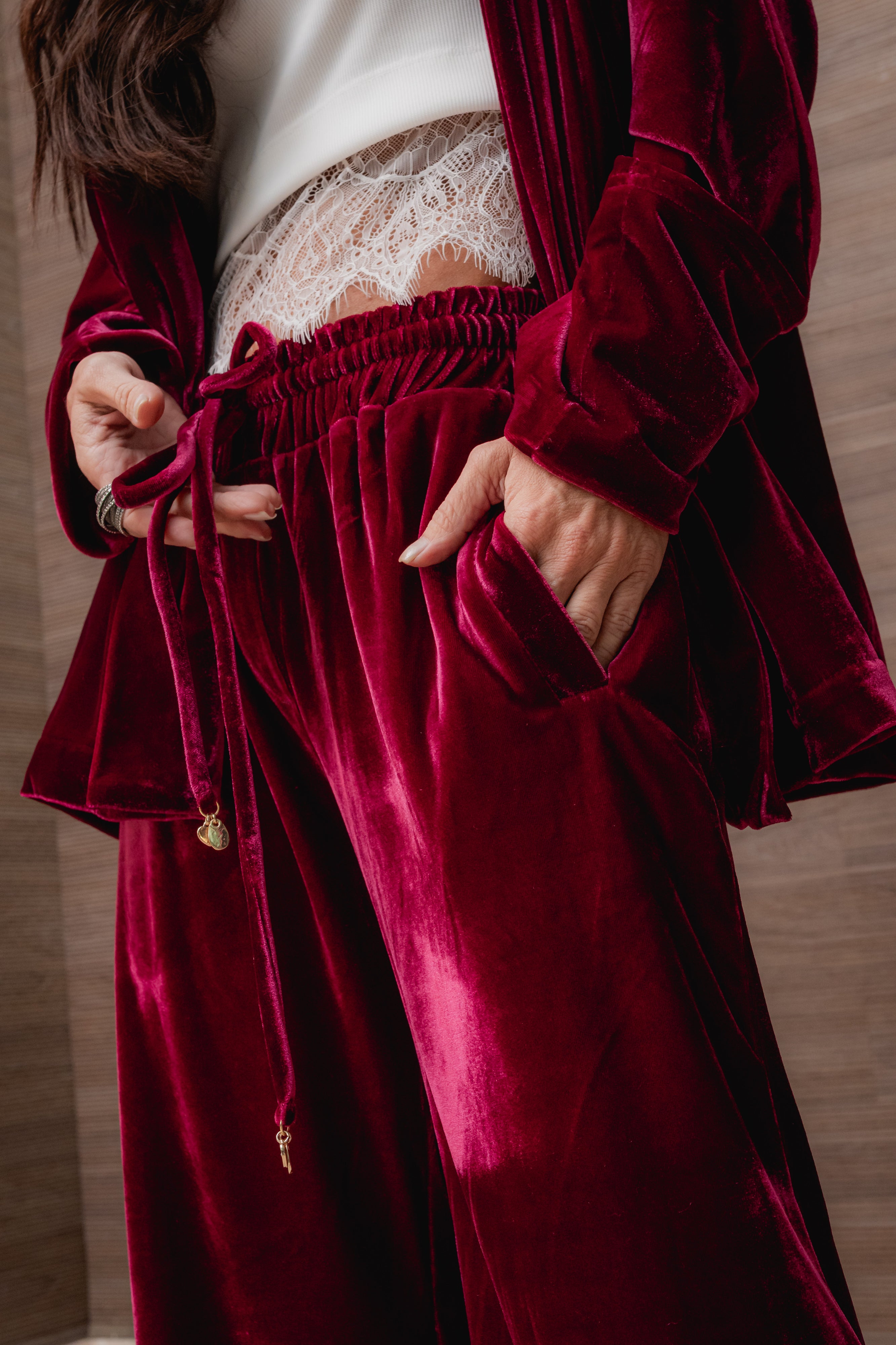 Conjunto Kimono e Pantalona em Veludo