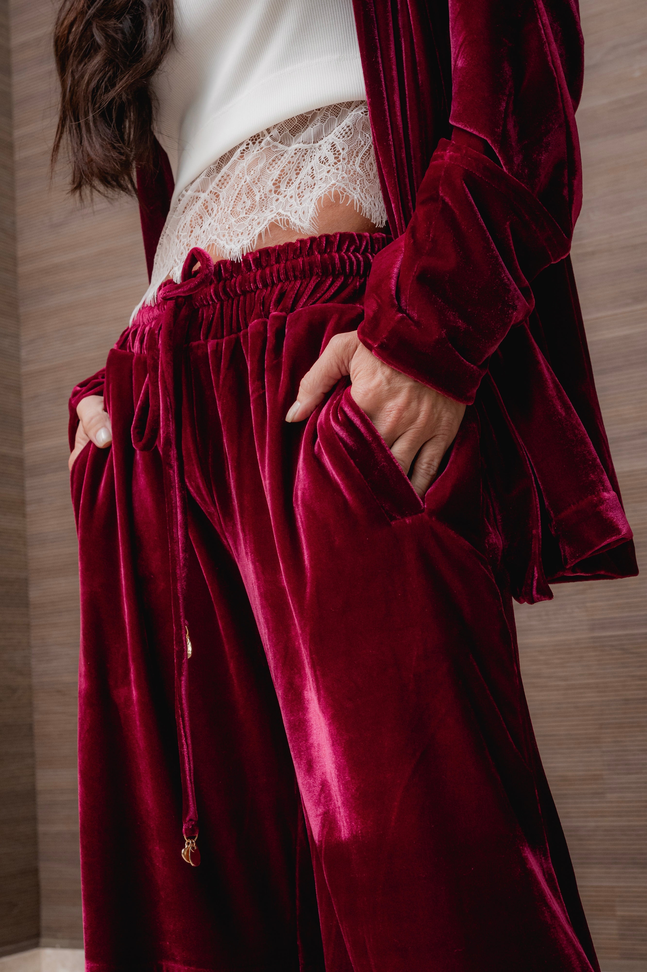 Conjunto Kimono e Pantalona em Veludo