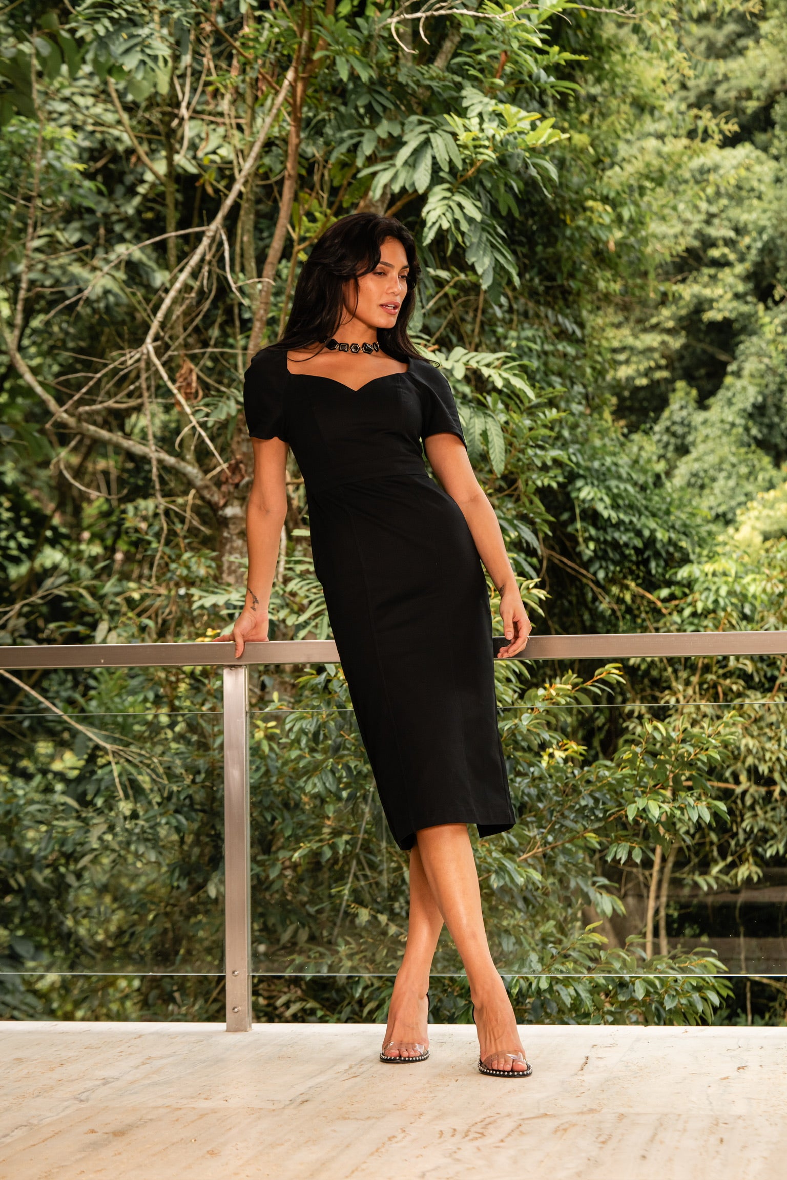 Vestido Midi Manga Curta