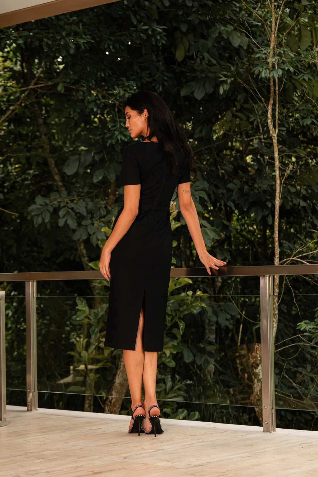 Vestido Midi Manga Curta