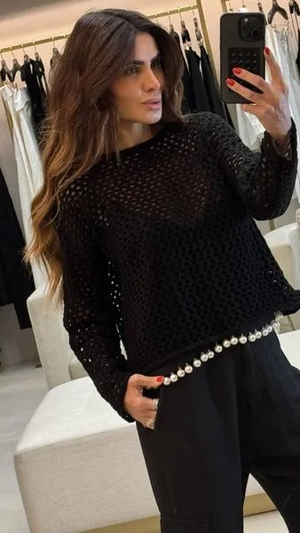 Calça De Crepe Com Regulagem Na Perna E Bolsos