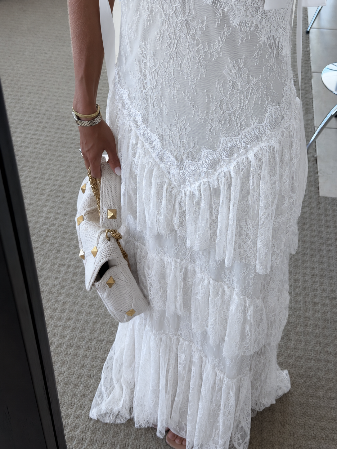 Vestido Longo Babados em Renda
