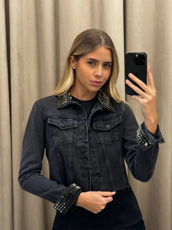 Jaqueta Com Gola E Punho De Spikes